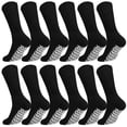 thumbnail image 1 of Men's Women Diabetic Loose Top Therapeutic Anti Slip Non Skid Gripper Soft Cotton Full Cushioned Crew Socks (Black - 12 Pairs, Socks Size 10-13, Fit Men's Shoe Size 7-12), 1 of 2