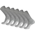 thumbnail image 1 of Men's Women Diabetic Loose Top Therapeutic Anti Slip Non Skid Gripper Soft Cotton Full Cushioned Crew Socks (Grey - 6 Pairs, Socks Size 13-15, Fit Men's Shoe Size 9-14), 1 of 2