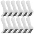 thumbnail image 1 of Men's Women Diabetic Loose Top Therapeutic Anti Slip Non Skid Gripper Soft Cotton Full Cushioned Crew Socks (White - 12 Pairs, Socks Size 9-11, Fit Women's Shoe Size 5-10), 1 of 2