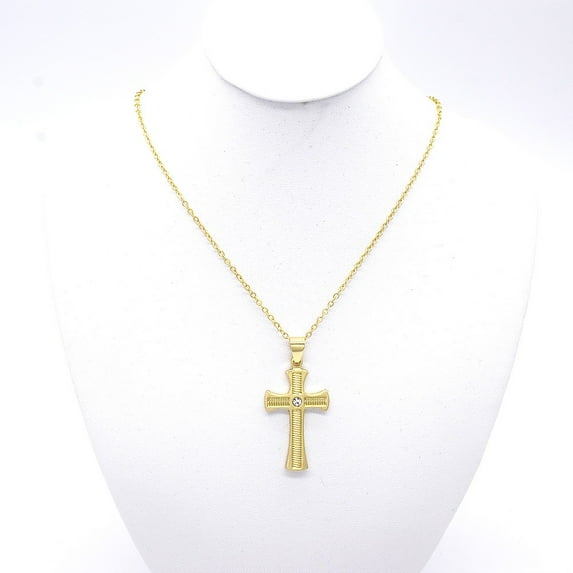 Men's Women's 18kt Gold Plated Chain With Cross Pedant