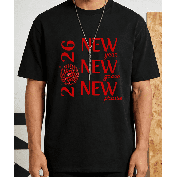 Men's Women's 2026 New Year Grace Praise Disco Ball T-Shirt S-5XL