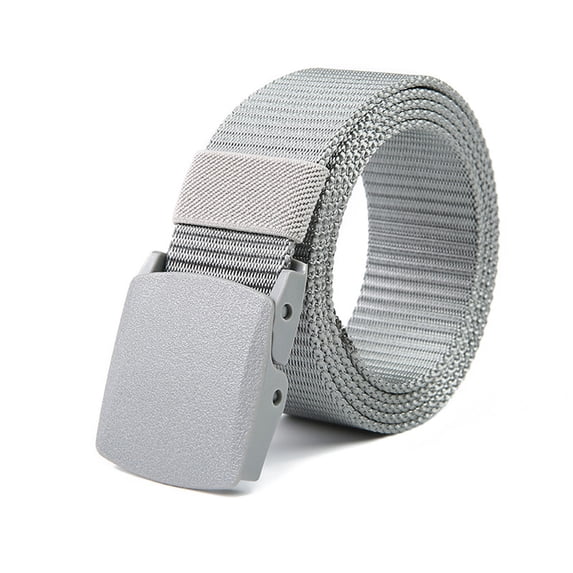 Men's and Women's Adjustable Canvas Belt with Quick-Release Buckle, Lightweight Nylon Outdoor Training Belt for Daily Use, Elastic Waistband for Casual and Sports - Grey