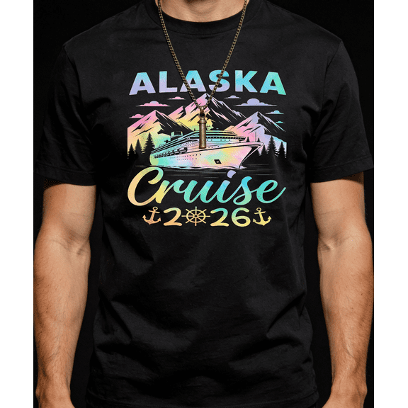 Men's Women's Alaska Cruise Watercolor Mountains T-Shirt 2026 S-5XL