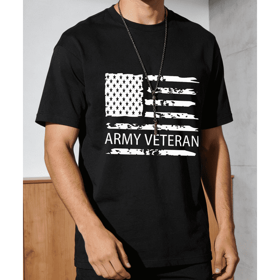 Men's Women's American Flag Outline Army Veteran T-Shirt S-5XL