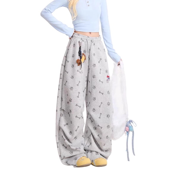 Men's Women's Baggy Jogging Bottoms Dachshund Graphic Sweatpants Drawstring Casual Trousers Y2K Streetwear Sports Trousers With Pockets Unisex Vintage Wide Leg Pants with Fixed pendant