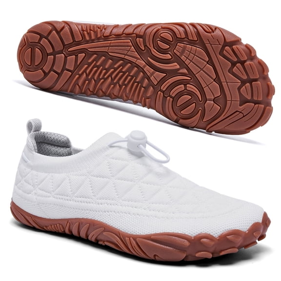 Menβs & Womenβs Barefoot Shoes Knit Sneakers Lightweight Slip On Walking Shoes Breathable Athletic Casual Shoes Elastic Drawstring for Travel Gym Daily Wear