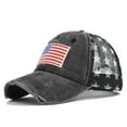 thumbnail image 1 of Men's Women's Baseball Cap American Flag Embroidery Washed Cotton Adjustable USA Dad Hat Sun Hat Star Trucker Hat Hip Hop Hat 4th of July Accessories, 1 of 3