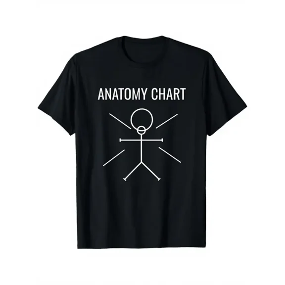 Men's & Women's Black Skeleton Anatomy Chart T-Shirt - Diagram Print with Labeled Bones (Cervical, Thoracic, Lumbar, Sacrum, Coccyx) - Soft 180gsm Crew Neck Tee for Students