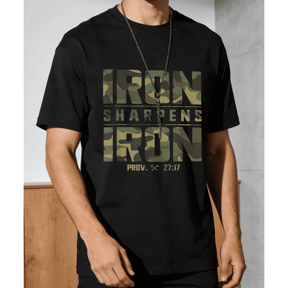 Men's Women's Camouflage Iron Sharpens Iron T-Shirt Prov 2717 S-5XL