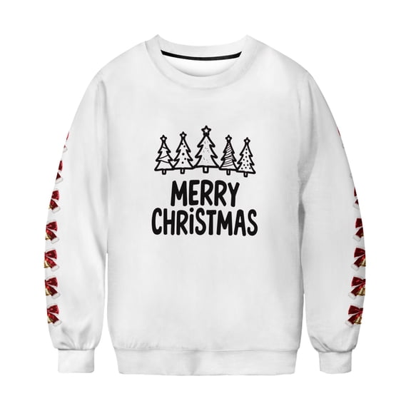Men's and Women's Casual Christmas Printed Long Sleeve Fleece Sweatshirts - Thick and Warm Round Neck Design for Holiday Season and Winter Wear,Beige,L