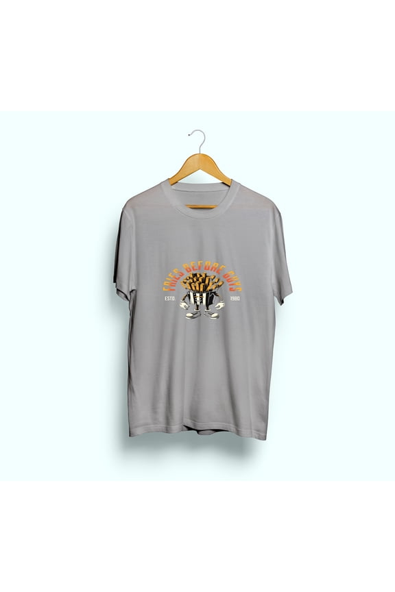 Men’s & Women’s Casual Short Sleeve T-Shirt - fries before guys pattern Comfortable & Breathable Casual T-Shirt for Everyday Wear