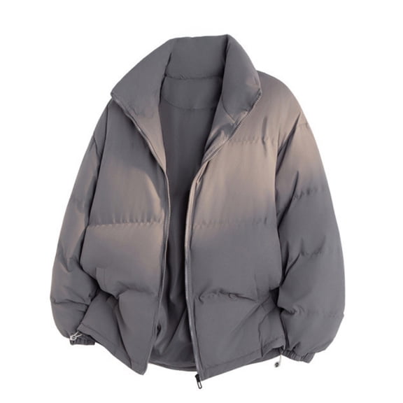 Men's and Women's Casual Solid Color Stand Up Collar Jackets, Loose and Thick Cotton-Padded Jackets, Warm and Comfortable for Winter Seasons,Dark Gray,M