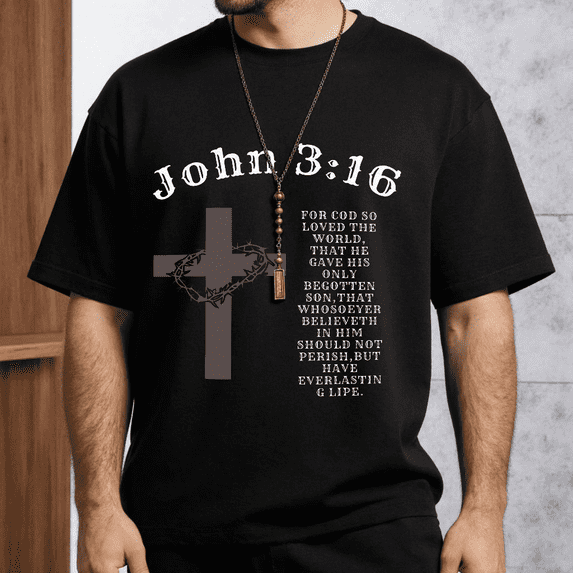 Men's Women's Christian Cross John 316 Quote T-Shirt S-5XL
