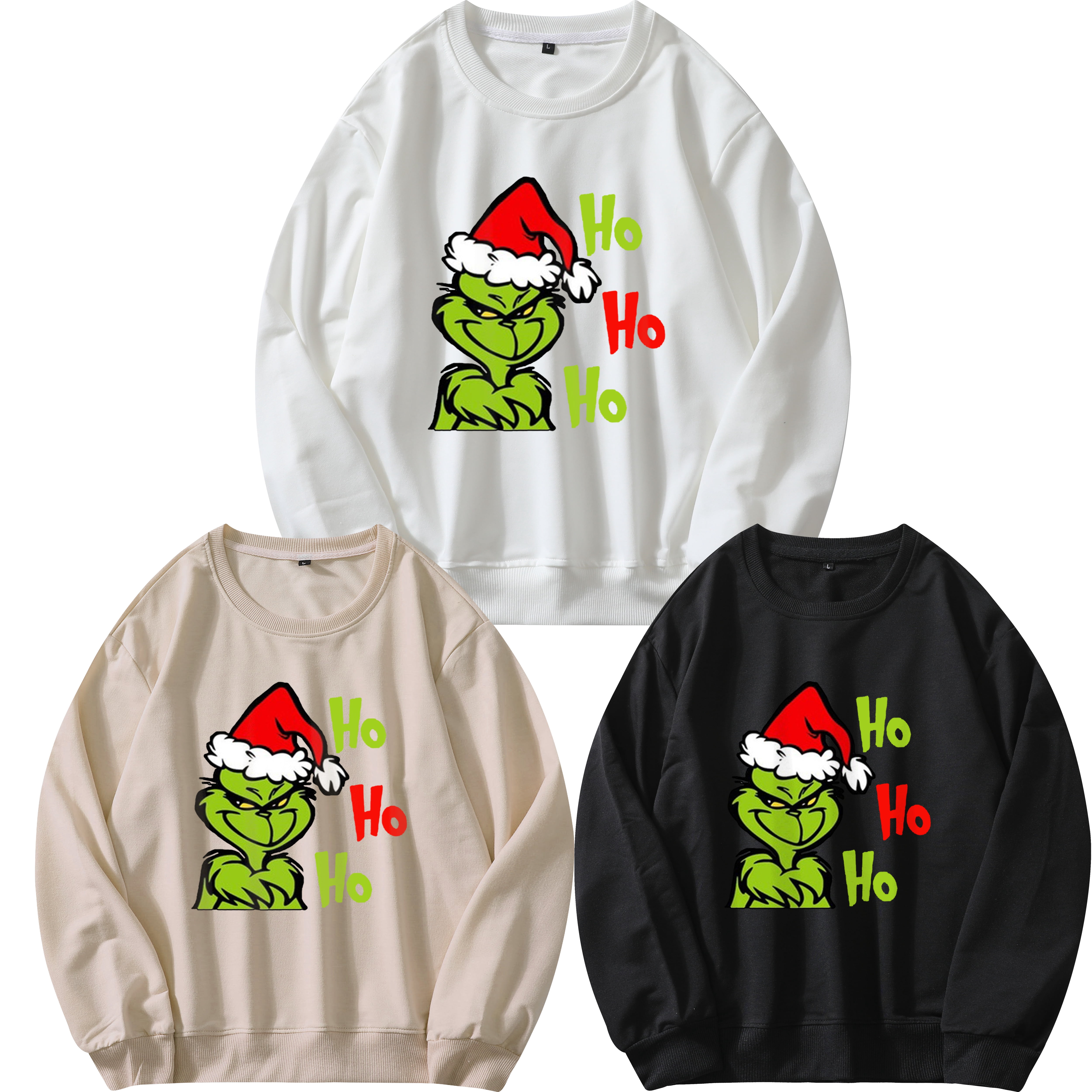 Men's Women's Christmas Grinch Black/White/Apricot Sweatshirt Christmas