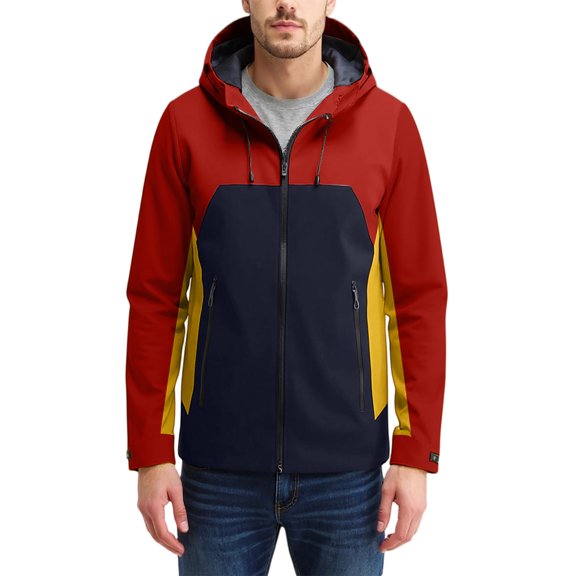 Men's and Women's Color Block Outdoor Sports Windbreaker Jacket Coat for Unisex Style and Functionality in Modern Design with Multiple Color Combinations,Orange,XL