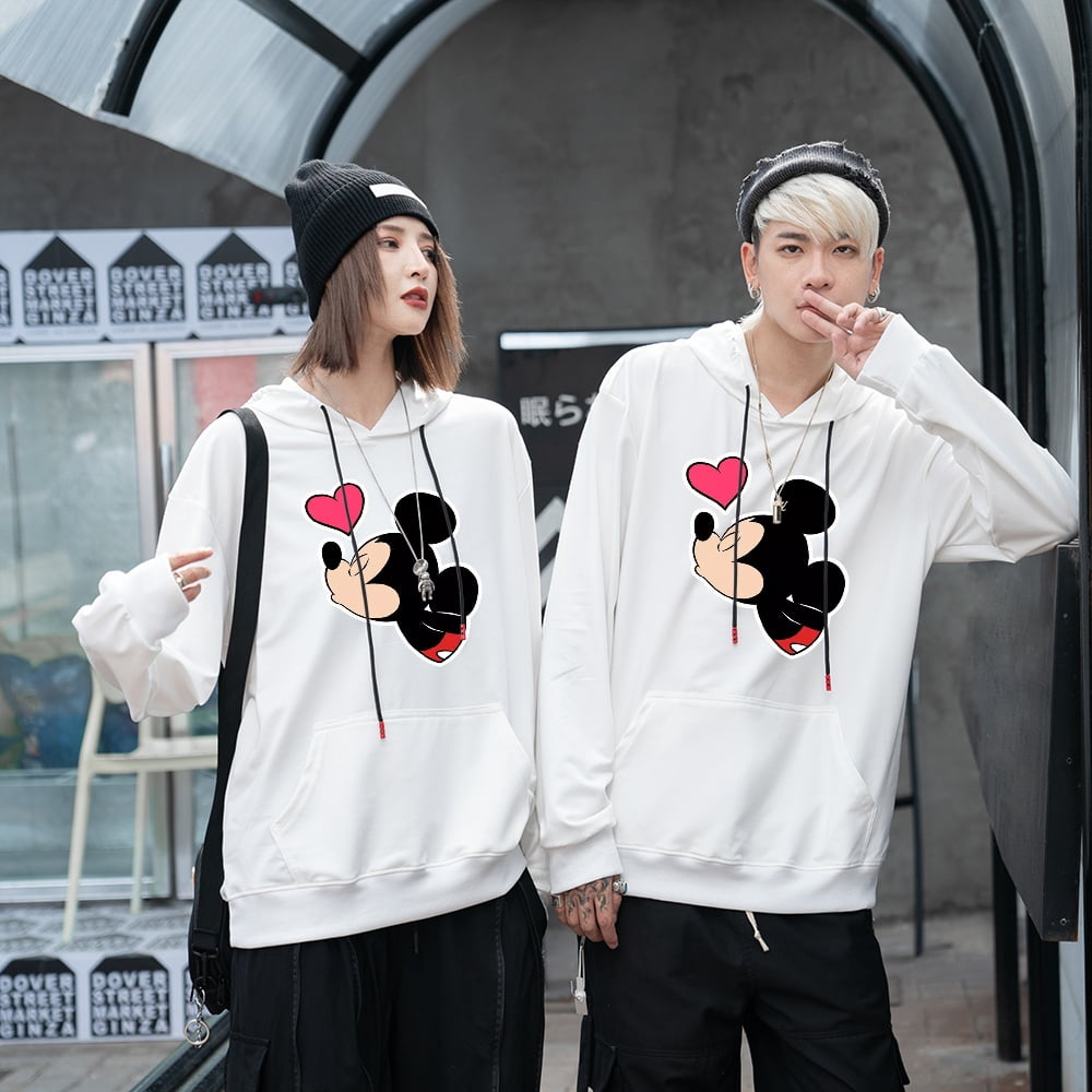 Men's Women's Couple Sweatshirt,Mickey and Minnie Couple Hoodies,Couple  Pocket Shirts Gifts for Men and Women, Valentine's Day Gift,White -  Walmart.com