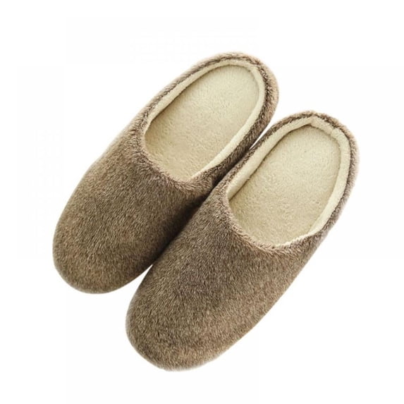 Men's Women's Cozy Fleece House Slippers Breathable Slip-on Indoor Shoes Winter Warm Slippers