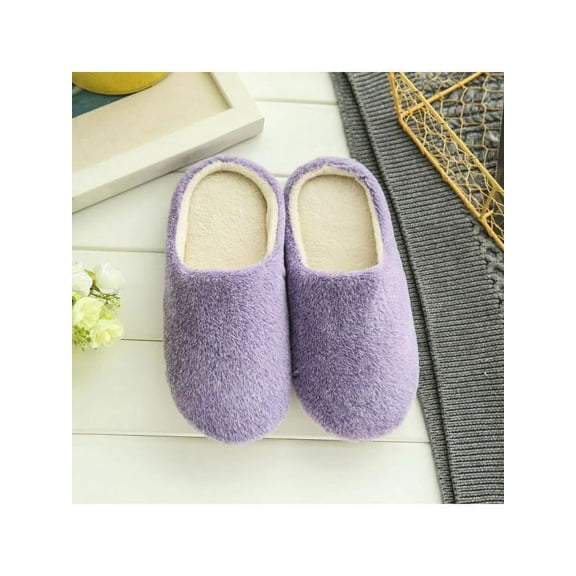Men's Women's Cozy Fleece House Slippers Slip-on Shoes Winter Warm Flip Flops