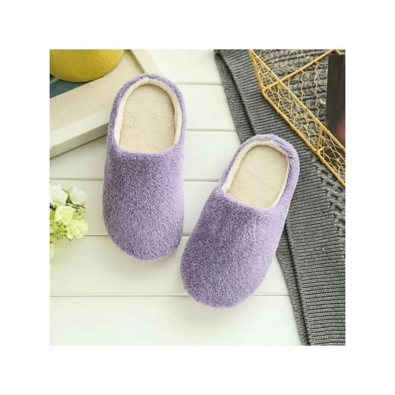 Men's Women's Cozy Fleece House Slippers Slip-on Shoes Winter Warm Flip Flops