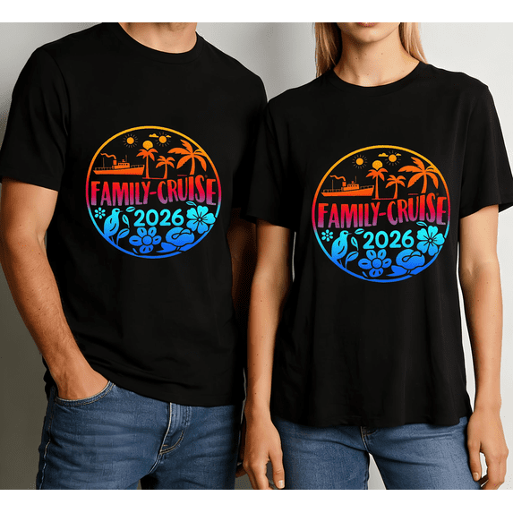 Men's Women's Cruise 2026 T-Shirt Palm Trees Ship S-5XL Party