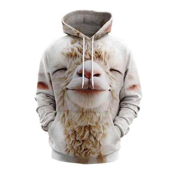 Men's Women's Cute Sleepy Alpaca Graphic Hoodie 3D Printed Long Sleeve Pullover Sweatshirt Casual Everyday Wear