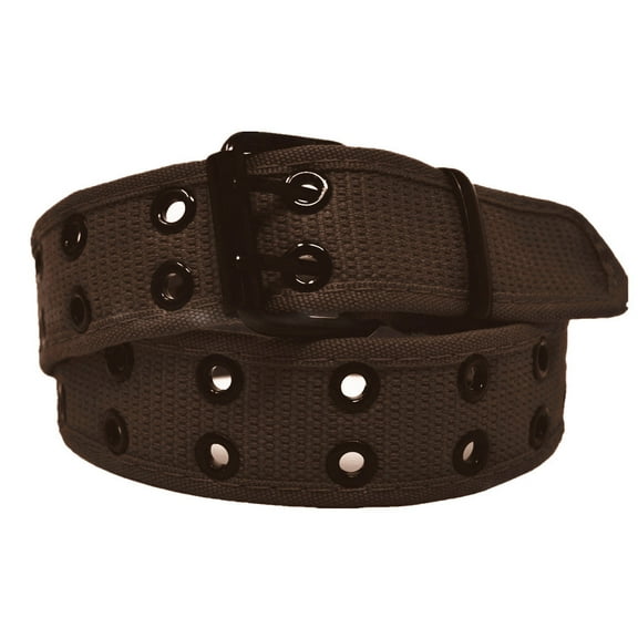 Men's Women's Double Grommet 2 Hole Belts Canvas Web Solid Casual Belt Brown Size XL