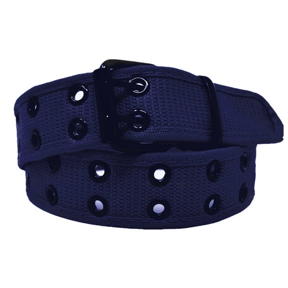 Men's Women's Double Grommet 2 Hole Belts Canvas Web Solid Casual Belt Navy Size XL
