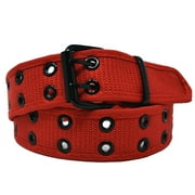 GLORY MAX TRADING Men's Women's Double Grommet 2 Hole Belts Canvas Web Solid Casual Belt Red Size L