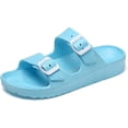 thumbnail image 1 of Men's Women's EVA Flat Sandals Adjustable Double Buckle Rubber Slide Sandals, 1 of 14