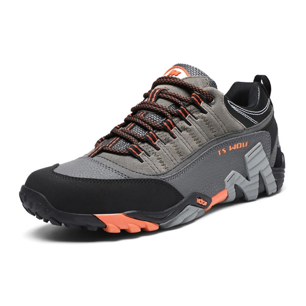 Men's Women's Extra Wide Outdoor Hiking Shoes Waterproof Durable Non-Slip Lightweight Trekking Camping Athletic Shoes Orange 10.5 Men/11.5 Women