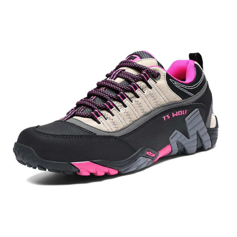 Men's Women's Extra Wide Outdoor Hiking Shoes Waterproof Durable Non-Slip Lightweight Trekking Camping Athletic Shoes Pink 6 Men/7 Women
