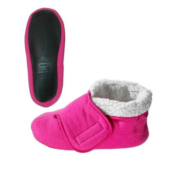 Men’s & Women’s Extra Wide Soft Fleece Diabetic Bootie Slippers for Seniors, S, Fuschia
