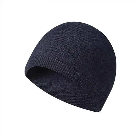 Men's and Women's Fashion Knitted Beanie, Warm Wool Blend Skull Cap for Cold Weather, Small Casual Woolen Hat for Daily Use, Unisex Winter Hat for Outdoor Activities and Travel - Navy