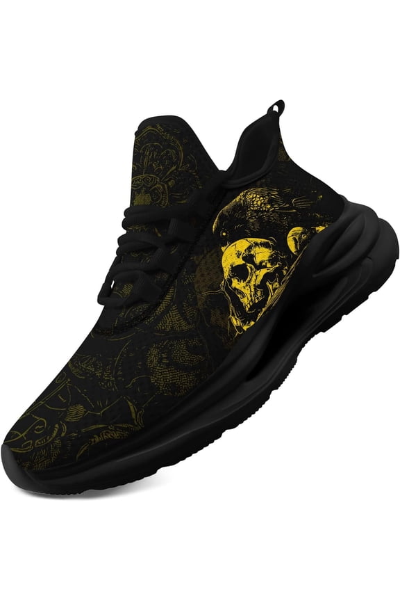 Men's Women's Gothic Running Shoes Skull Punk Cool Sneakers Lightweight Breathable Casual Streetwear Walking Sneakers for Gym