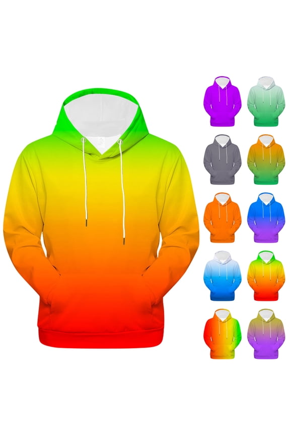Men's & Women's Gradient Print Pullover Hoodie, Unisex Loose Fit Long Sleeve Sweatshirt, Casual Streetwear for Christmas, Fall Winter, Urban Style and Outings,Red,L