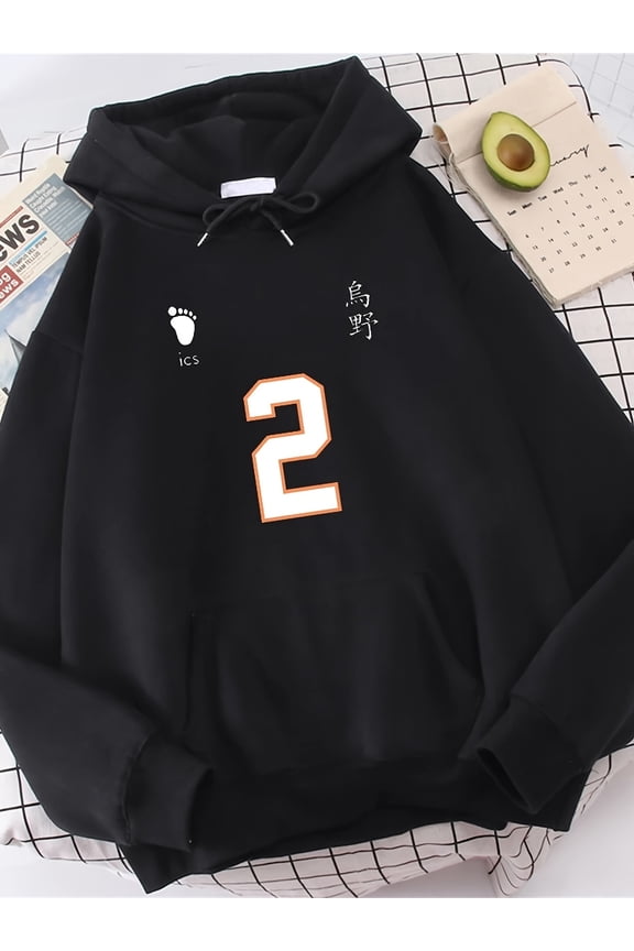 Men's & Women's Haikyuu Anime Hooded Sweatshirt with  1-12 Character Prints , Plus Size Harajuku Streetwear, Unisex Fall Winter Jackets for Anime Fans, Machine Washab