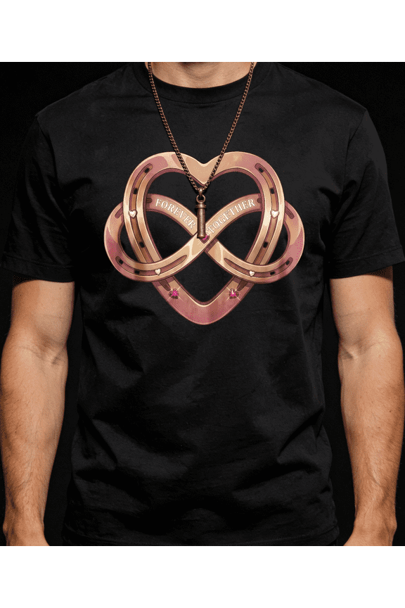 Men's Women's Heart Shaped Horseshoe Infinity Forever Together T-Shirt S-5XL