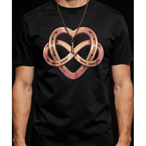 Men's Women's Heart Shaped Horseshoe Infinity Forever Together T-Shirt S-5XL