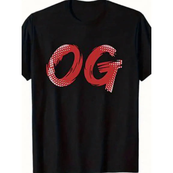Men's & Women's Heavyweight 180gsm Cotton OG Lettering Graphic T-Shirt - Red & Black Bold Polka Dot OG Print, Muscle Fit Crewneck Short Sleeve Casual Streetwear, Unisex Daily