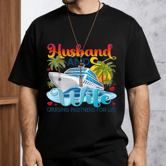 Men's Women's Husband Wife Cruise Partners For Life T-Shirt S-5XL
