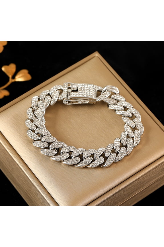 Men’s & Women’s Iced Out Cuban Link Bracelet, Full Pave Cubic Zirconia, Gold/Silver Tone, Hip Hop Style Fashion Jewelry
