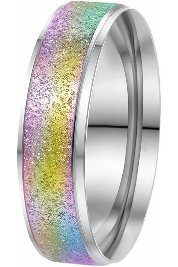 Men's Women's Jewelry Two-Tone 6MM Stainless Steel Frosted Minimalist Retro Exquisite Birthday Wedding Rings
