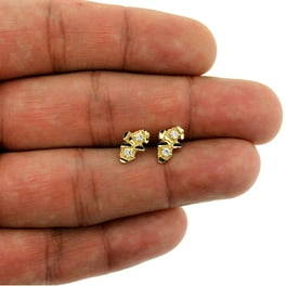 Men's Women's cheapest Kid's Solid 10K Yellow Gold Diamond Cut Heart Stud Nugget Earrings