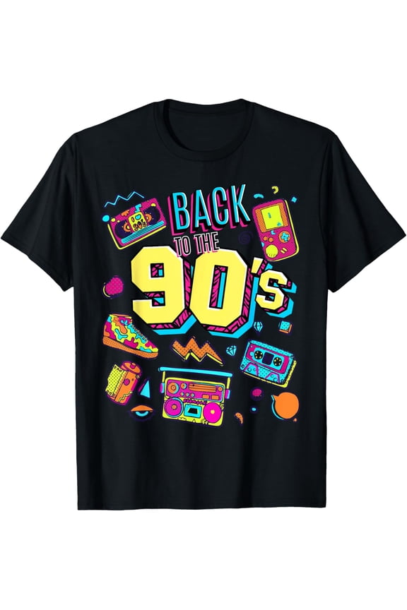 Men's Women's Kids Vintage Retro Back To 90's Graphic Design T-Shirt men and women can wear, black, white, gifts
