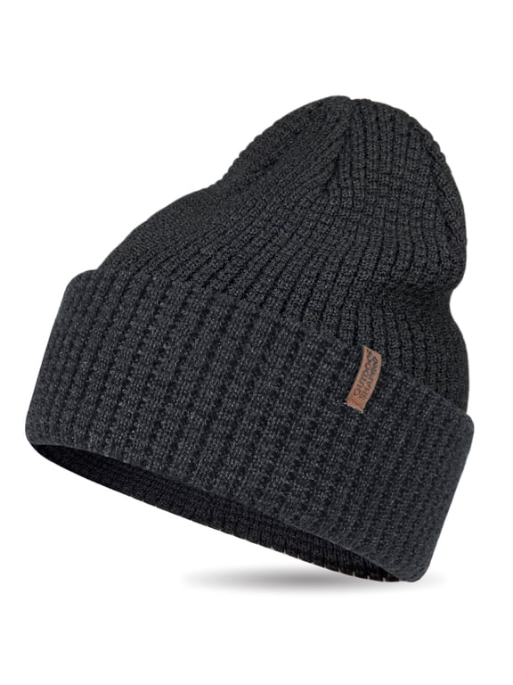 Men's & Women's Merino Wool Blended Knit Beanie - Warm Stretch Cuffed Winter Hat, Soft Marled Yarn, Classic Cold Weather Cap