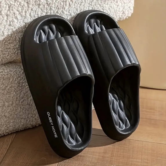 Men's & Women's Lightweight PU Slippers - Soft Cushioned Arch Indoor/Outdoor House Shoes, Unisex EVA Slippers with Lace-Up Strap, Non Slip Slippers, Arch Support Slippers, Slides Slippers For Men