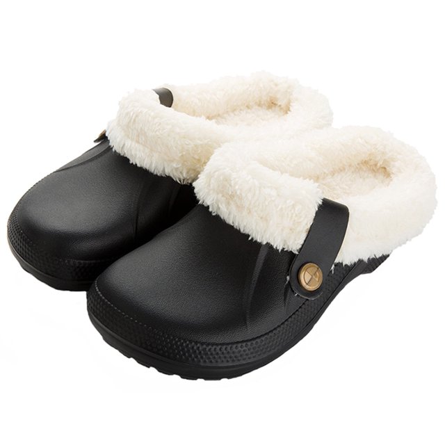 Men's Women's Lined Clogs Waterproof Garden Shoes Winter House Slippers ...