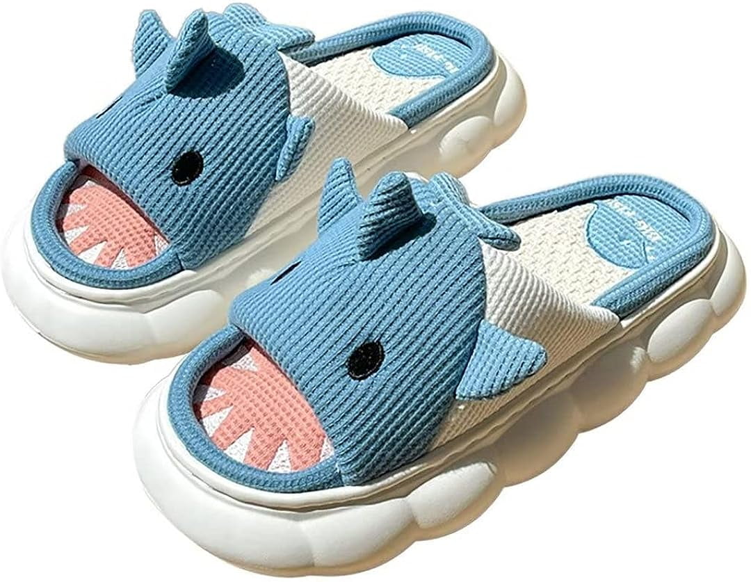 Women's Striped Slippers - Cotton Linen Open Toe Slides With Memory Foam Sole