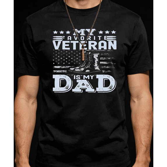 Men's Women's My Favorite Veteran Is My Dad T-Shirt Boot Stars S-5XL