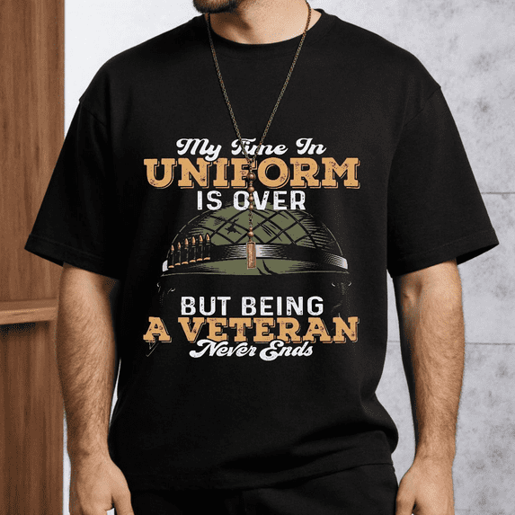 Men's Women's My Time In Uniform Is Over Veteran T-Shirt S-5XL